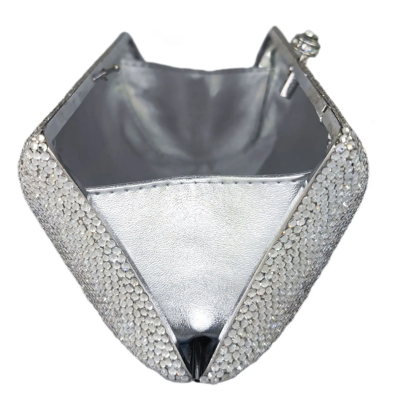 Boutique De FGG Sparkly Women Silver Crystal Clutch Bags Wedding Party Bridal Rhinestone Handbags and Purses Prom Diaond Clutch