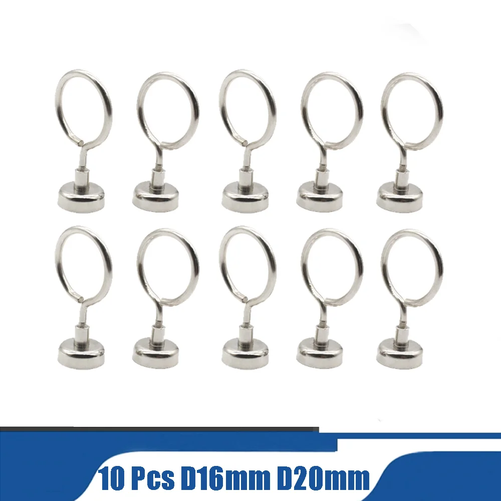 

10 Pcs D16 D20mm Strong Magnetic Hooks Powerful Magnet Neodymium Strong Rare Earth magnet Hanger With Big Circle Ring Magnet