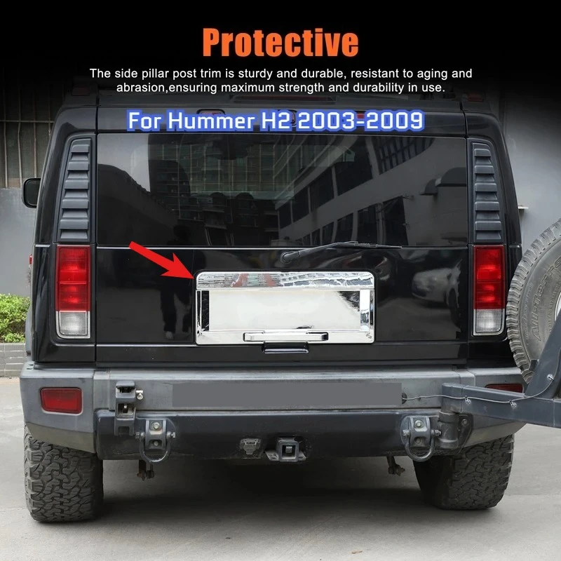 

For Hummer H2 2003-2009 ABS Silver Car Rear Tailgate license plate holder Trim Car Accessories