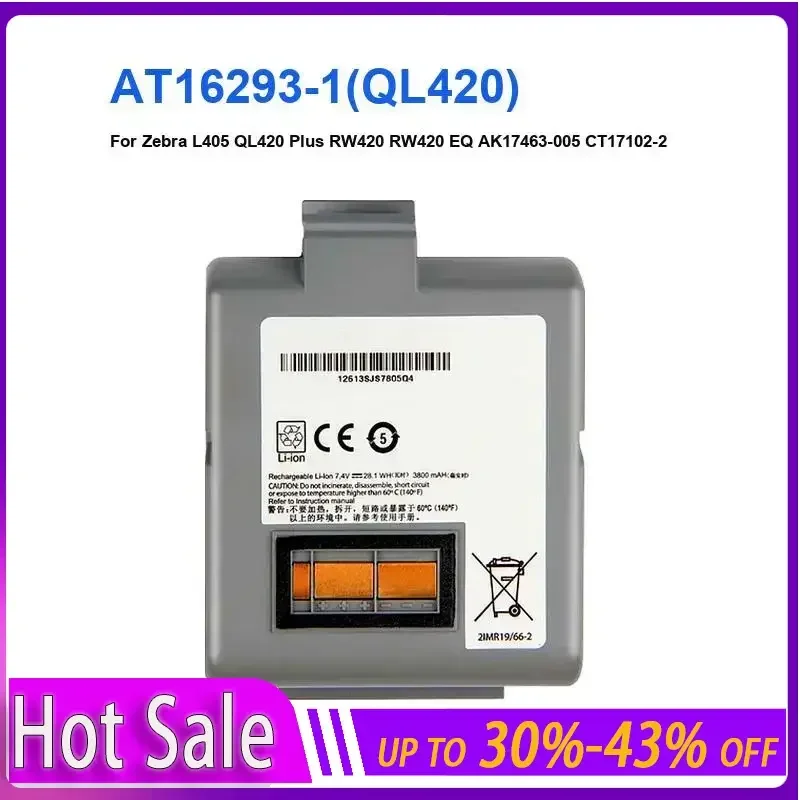 

Printer Battery 3800mAh For Zebra L405 QL420 Plus RW420 RW420 EQ AK17463-005 CT17102-2 AT16293-1(QL420) Track NO Wrranty