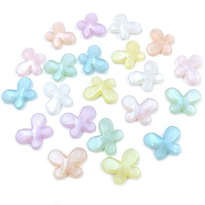 10Pcs Pearlescent Color Butterfly Loose Beads DIY Jewelry Accessories Beading Material