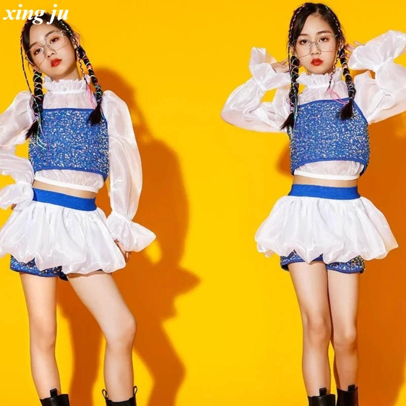 xing-ju-kids-jazz-clothes-long-sleeve-tops-sequin-vest-children-hip-hop-clothing-girls-street-dance-stage-performance-costumes