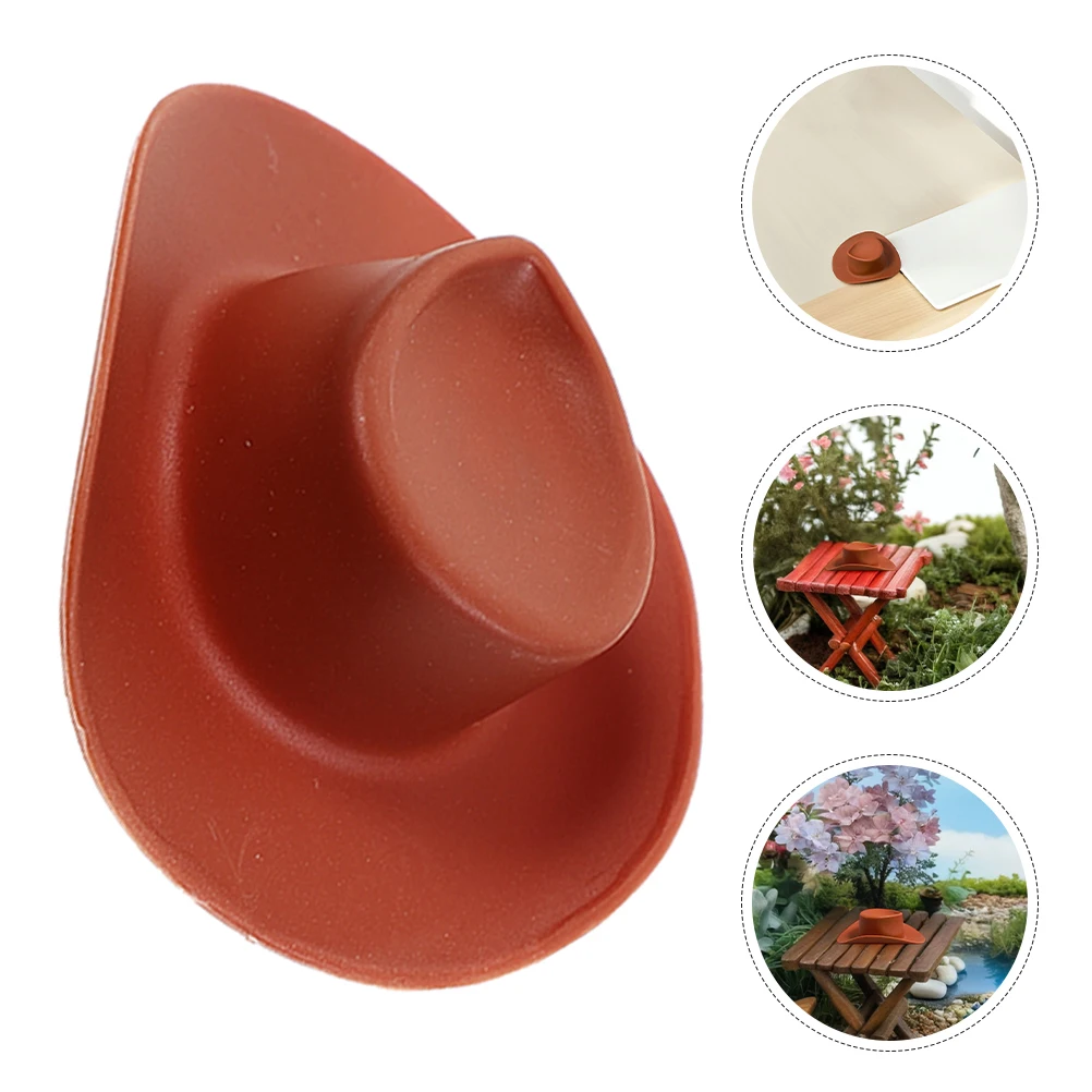 

60 Pcs Western Cowboy Hat for Cute Miniature Party Hats Brown Decor Plastic Dollhouse