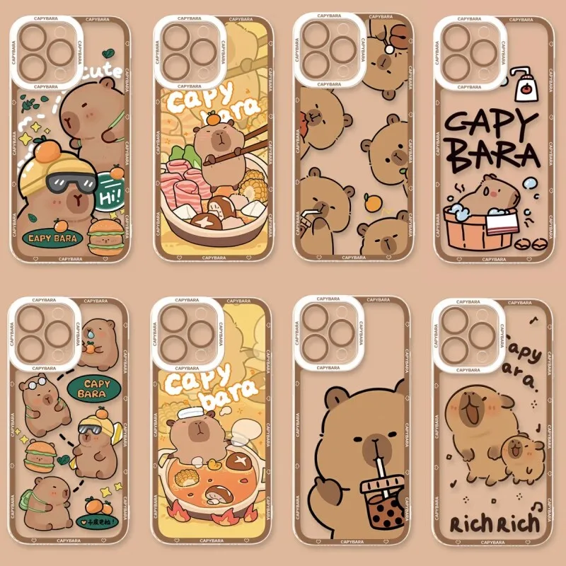 Phone Case For Motorola Moto Edge 40 Pro G53 G30 G32 G73 G72 G71 G22 G52 G60 G60S G9 Play Plus cover Transparent TPU Capybara