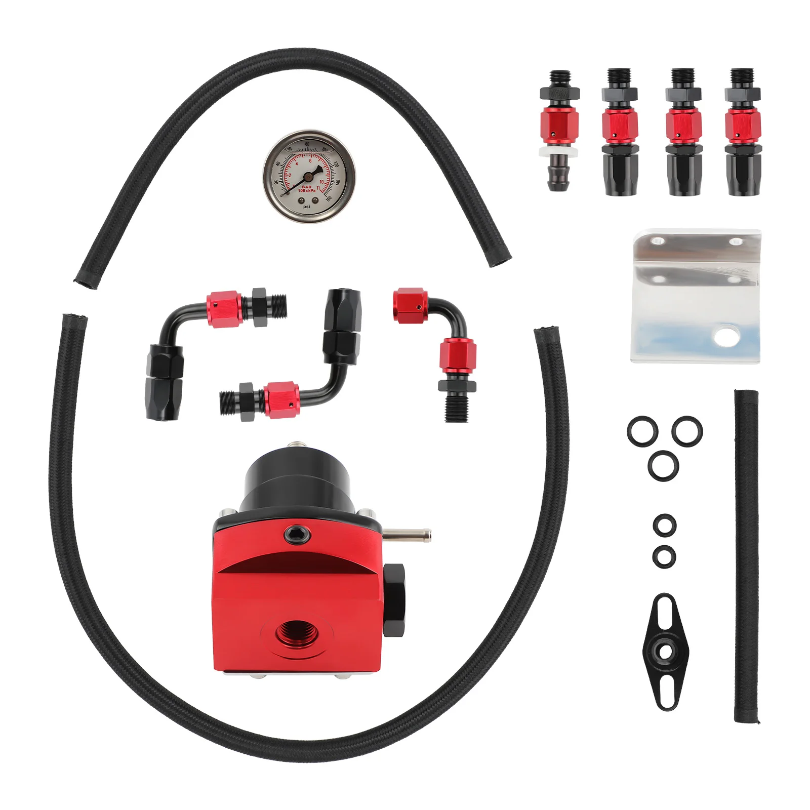 

Universal Adj. Fuel Pressure Regulator Kit Incl.AN6 Fitting & 160Psi Oil Gauge