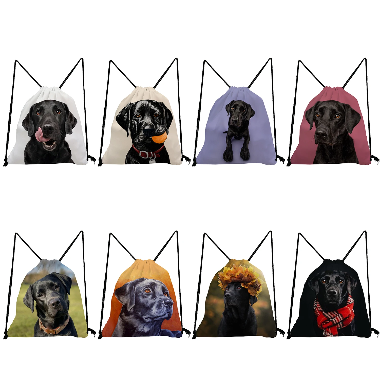 

Color Painting Animal Labrador Backpacks Fashion Printed Pet Dog Drawstring Bags Women's Custom Pattern Softback Bag Practical