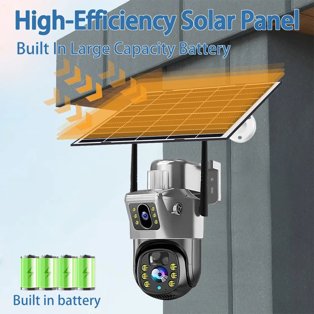 Dual Screen 3MP WiFi Solar Camera 4G Dual Lens Batterij WiFi PTZ Cam Human Auto Tracking Bewegingsdetectie Beveiliging IP-camera's
