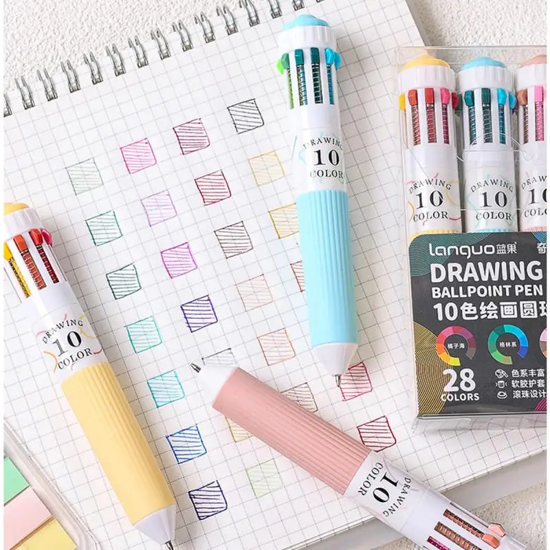 28 Color Ballpoint Pen 0.8mm Soft Grip Press Multicolor Writing Pen For Drawing School Supplies Stationery