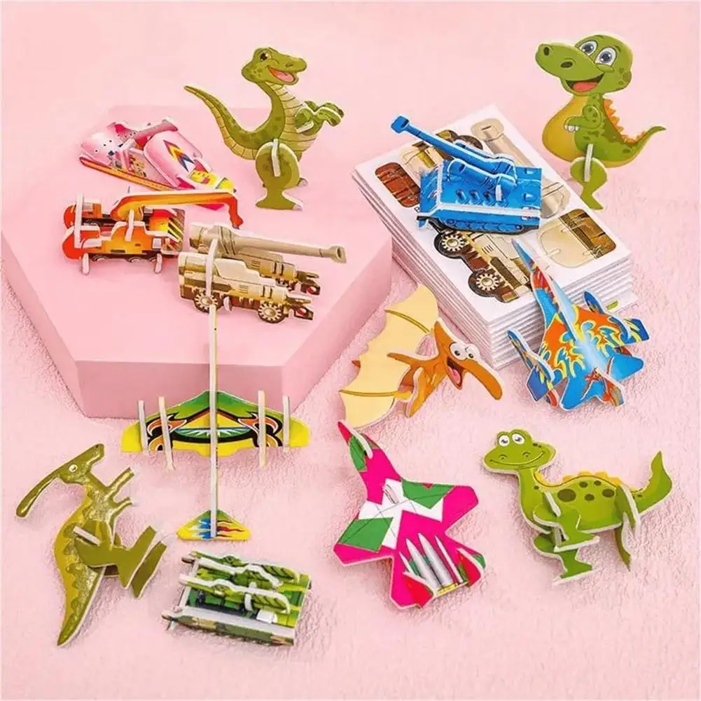 3D Puzzle Blocks Toys 3D Insect Paper Jigsaw Paper Card Children Early Education Mini Animal Airplane DIY Jigsaw Puzzle Toys