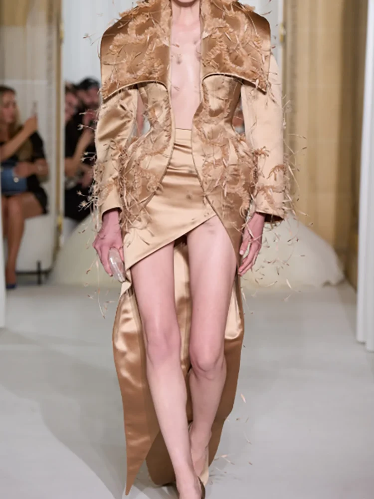 

Элегантный костюм с длинными рукавами и аппликациями, асимметричные вечерние платья, платья для дня рождения, выпускного вечера по индивидуальному заказу