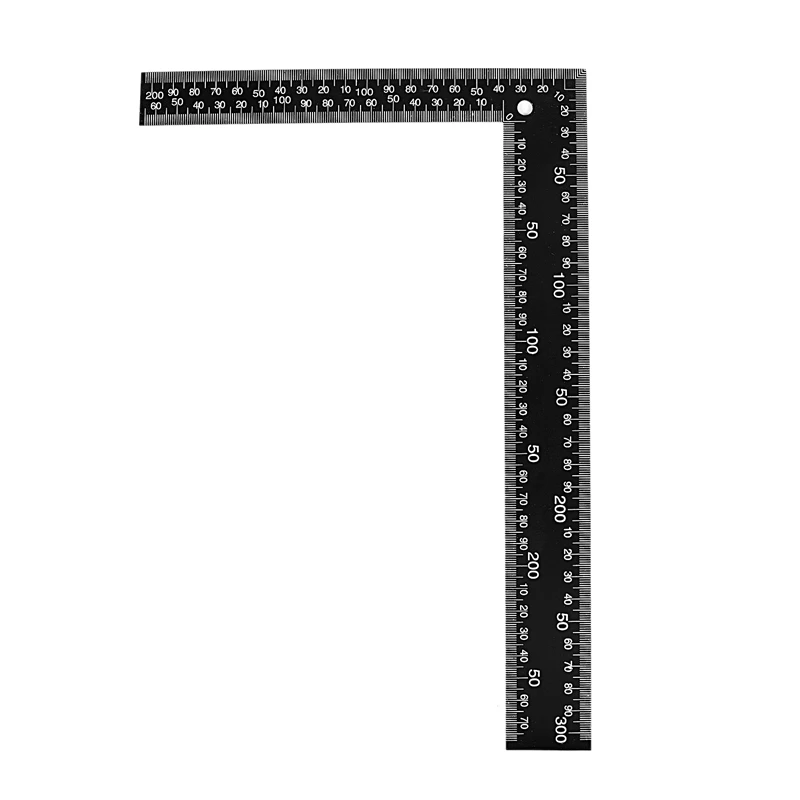 Teacher 0-30Cm 0-20Cm Measuring Range L Shaped Design Square Ruler Black