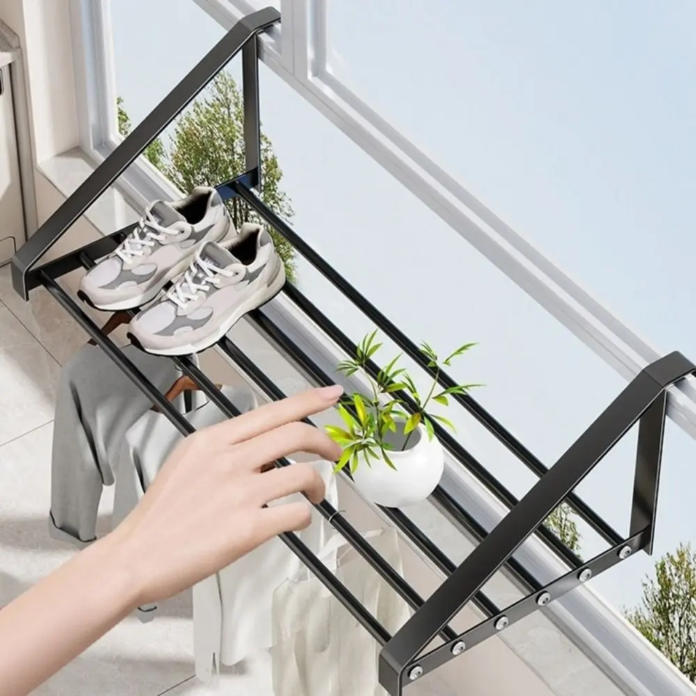 

Wall Mounted Iron Shoe Drying Rack Large Capacity Cat Hammock Clothes Drying Rack Space Saving Plant Storage Rack for Balcony