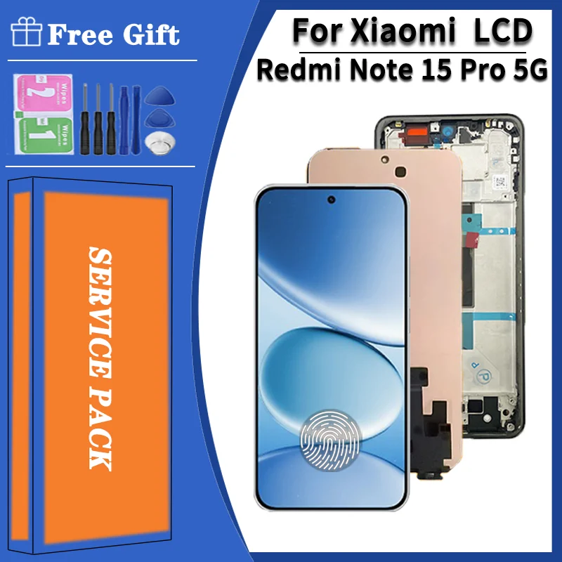 6,83 Zoll AMOLED für Xiaomi Redmi Note 15 Pro 5G LCD 25060RABDG Display mit Touchscreen-Digitizer-Baugruppe Note15Pro 5G Display