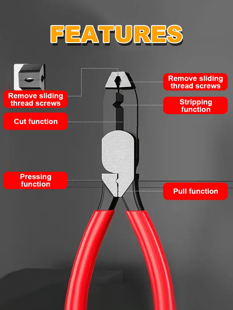 Multi-Disassembly Pliers Rust Removal/Anti-Slip/Damage Screwdriver Quick Cutting And Cutting Crimping Wire Removal Nailer