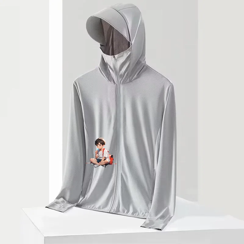 

Summer 2024 Men's Casual Loose Outerwear UV Protection Clothing Versatile Wide Size Regular Fit Long Sve round Ne Jaet