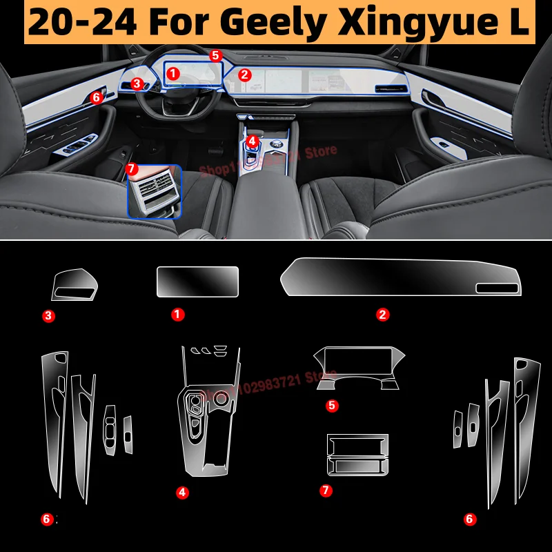 for Geely Xingyue L 2023 2022 2024 2021 Gearbox Panel Dashboard Navigation Automotive Interior Protective Film TPU Anti-Scratch