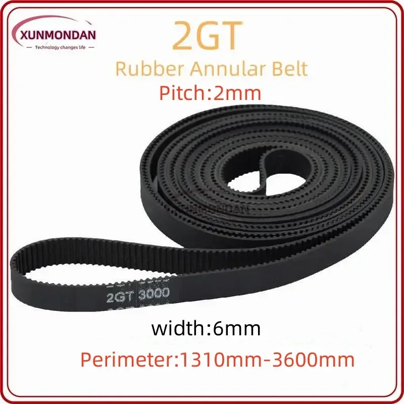 

2GT GT2 Width:6mm Pitch 2mm High-Quality Rubber Closed-Loop Timing Belt, Belt Circumference 1310mm-3600mm, Used For 3D Printers