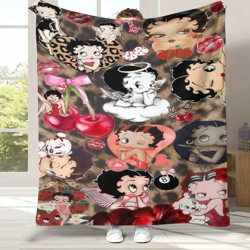 Cute B-Betty Girl B-Boop Cartoon Soft Flannel Throw Blanket,Cozy Blanket for Bed,Sofa,Living Room,Picnic,Camping,Home Decor,Kid