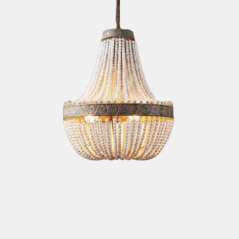 

Creative Wooden Bead LED Chandelier Nordic Circular Pendant Light for Living Room Kitchen Hotel Attic Retro E27 Indoor Hanging L