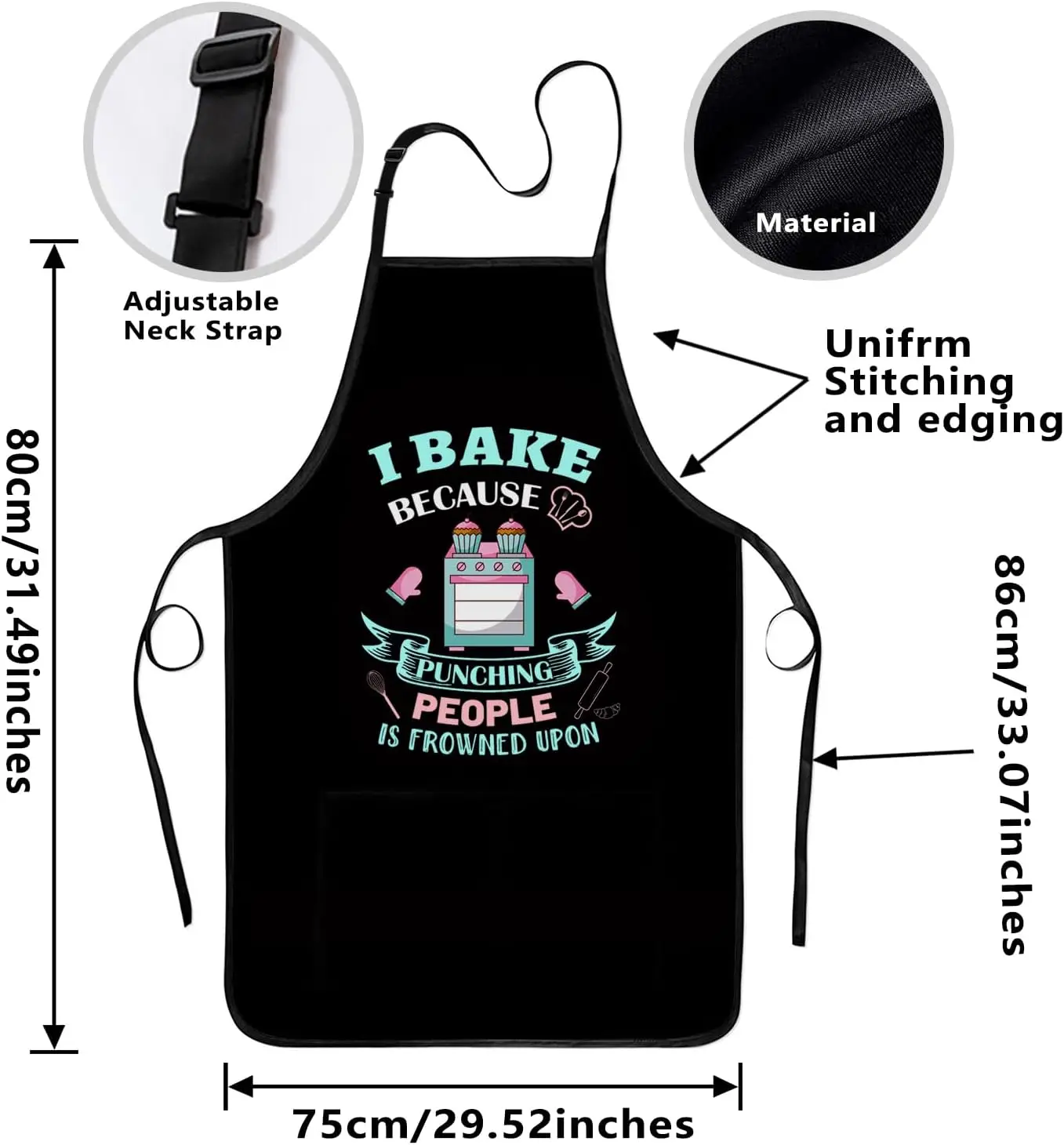 Funny Baking Gifts, Baking Apron, Gifts for Bakers, Baking Gifts for Women, Kitchen Cooking Apron with 2 Pockets