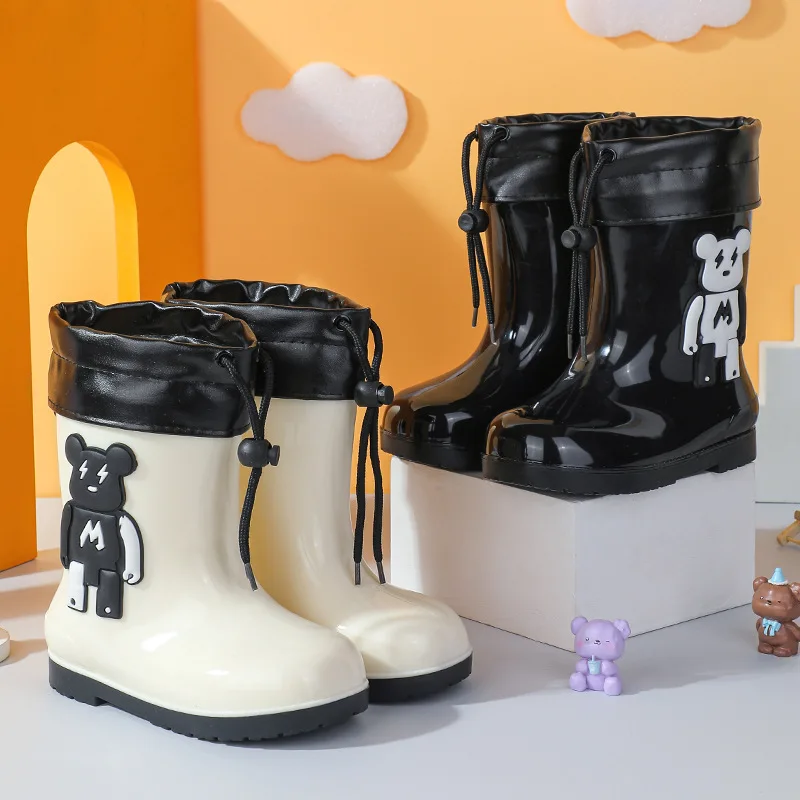 Anti-Slip Children Baby Rain Shoes Kids Rain Boots Girls Boys Rainboots  PVC Waterproof Mid-Calf Water Shoes Soft Rubber