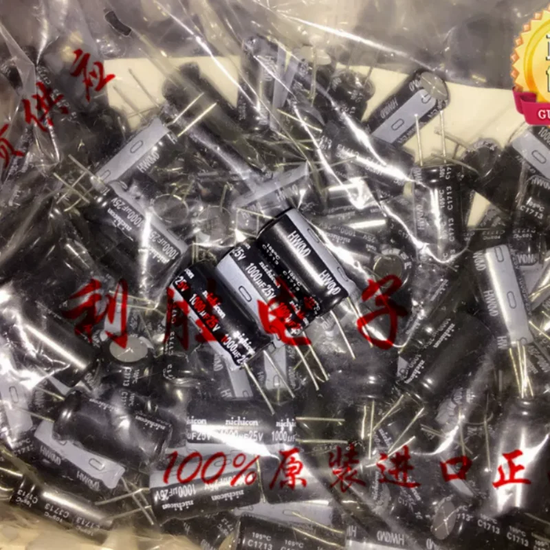 10PCS-100PCS  1000UF 25V Japanese Nichicon capacitor 25V1000UF 10 * 20 HW high-frequency low impedance short pin