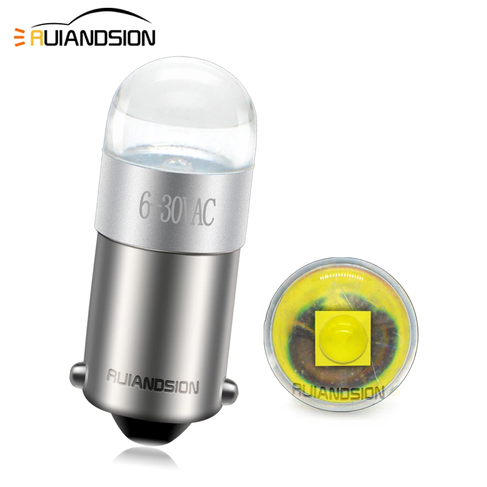 Ruiandsion White BA9S T4W Classic Car Motorcycle Scooter LED Bulb 6v 12v 24v volt Non polarity