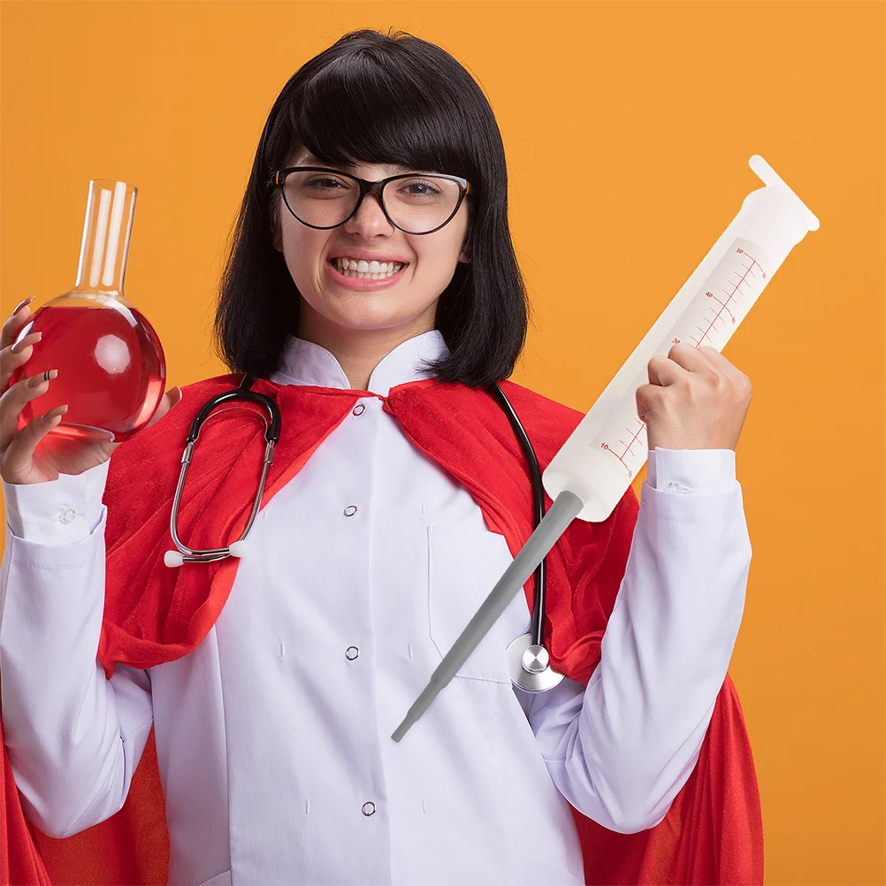 3pcs Giant Syringe Prop: Realistic Doctor Nurse Cosplay Accessory For Halloween Party Supplies Simulation Injector Reusable