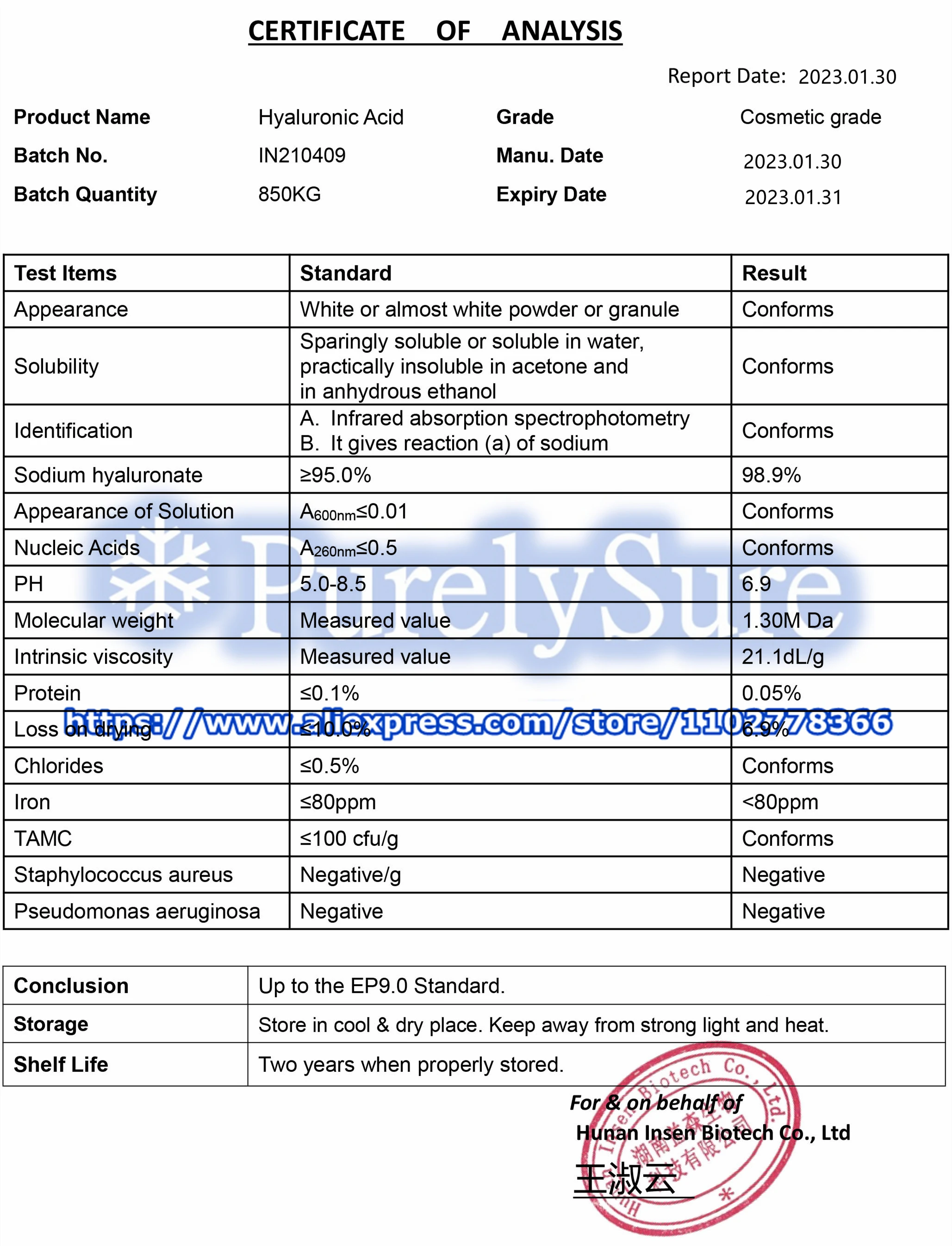 99% Hyaluronic Acid HA Low Molecular Weight