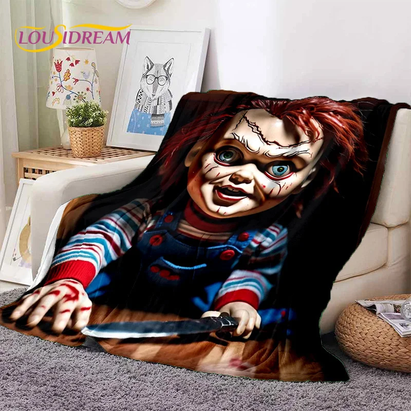 Horror Movie Chucky Pennywise Halloween Saw Character Blanket,Soft Throw Blanket for Home Bedroom Bed Sofa Picnic Travel Cover