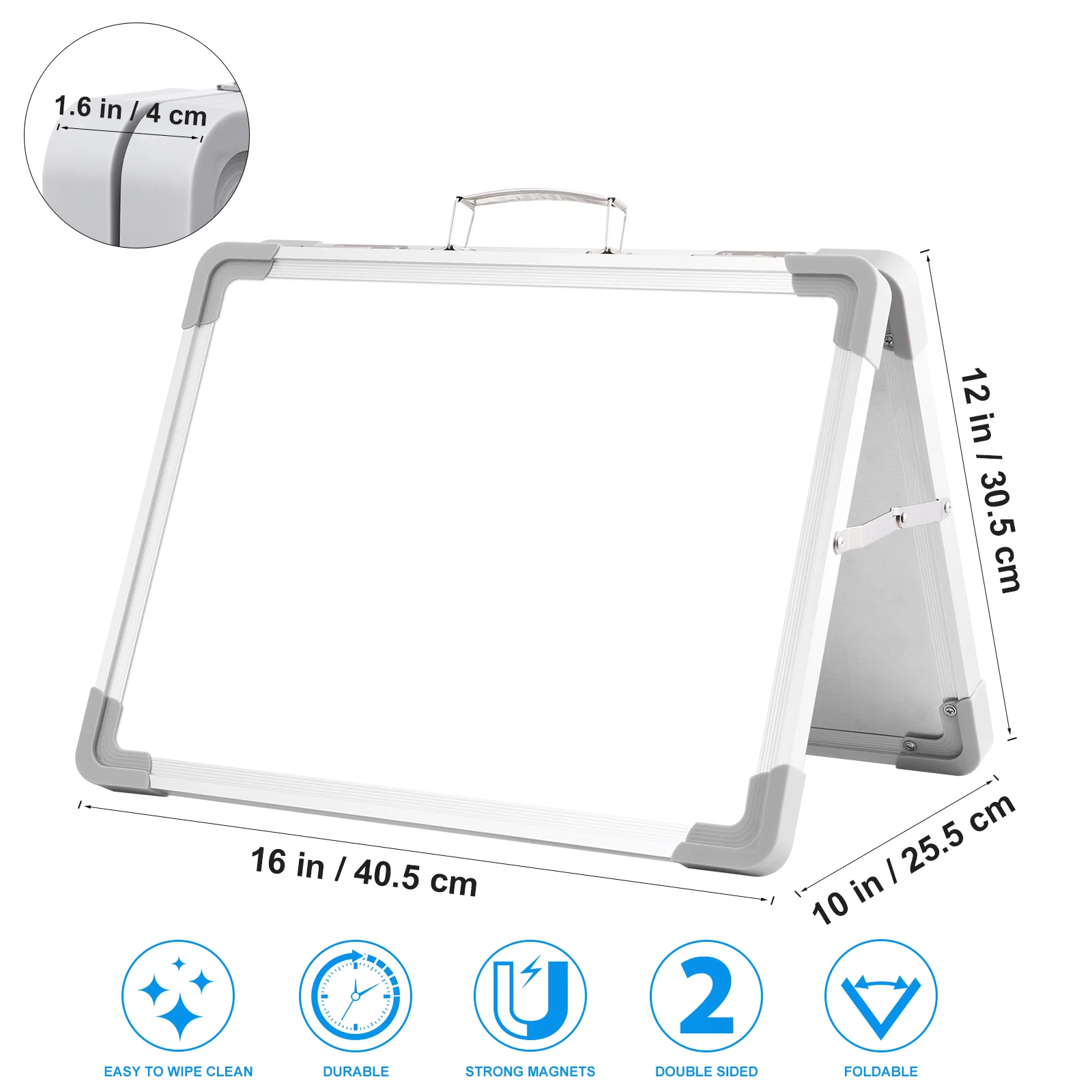 Small Dry Erase Board for Kids Double Side Whiteboard with Handle Foldable Writing Magnetic Personal Planner Child Easel