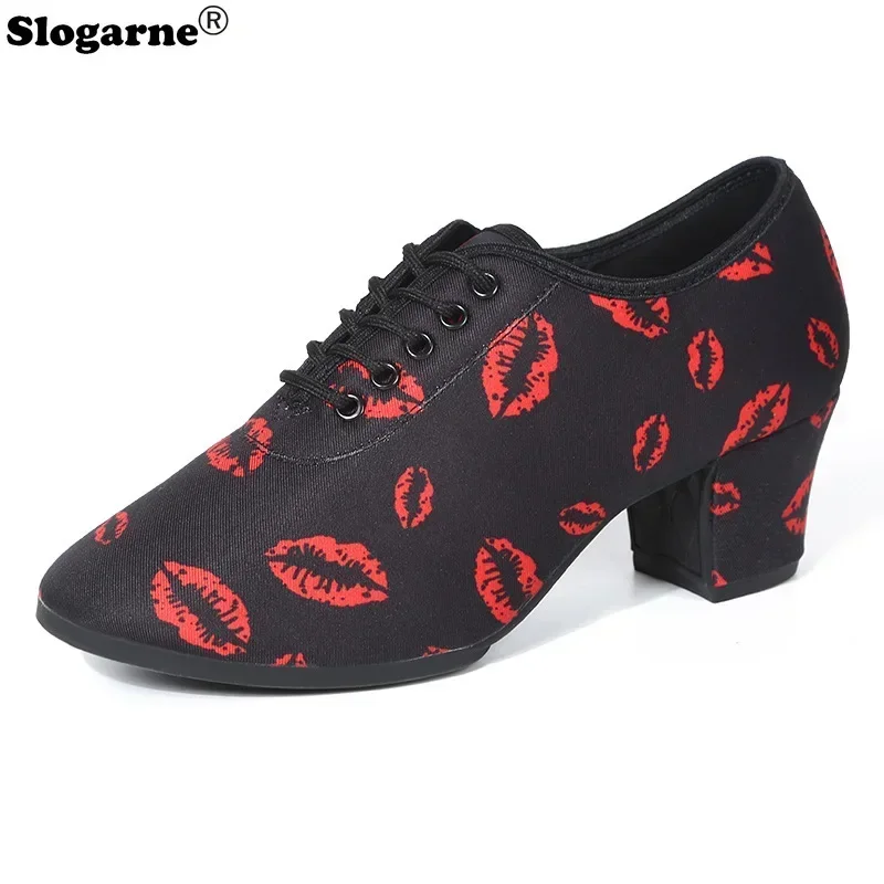 女の子社交ダンスモダンタンゴジャズパフォーマンスシューズ女性ラテンダンスシューズ女性の夏のキャンバスダンススポーツステージシューズ
