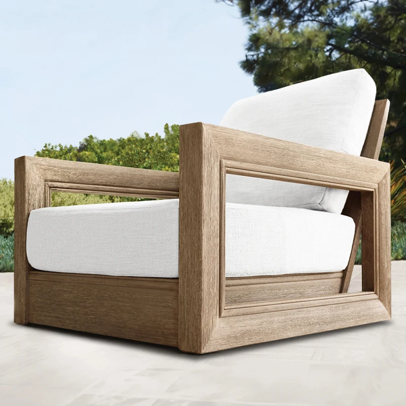 

Modern Design Teak Wood Outdoor Lounge Chair Garden Courtyard Hotel Living Room/Villa Rotating Seat