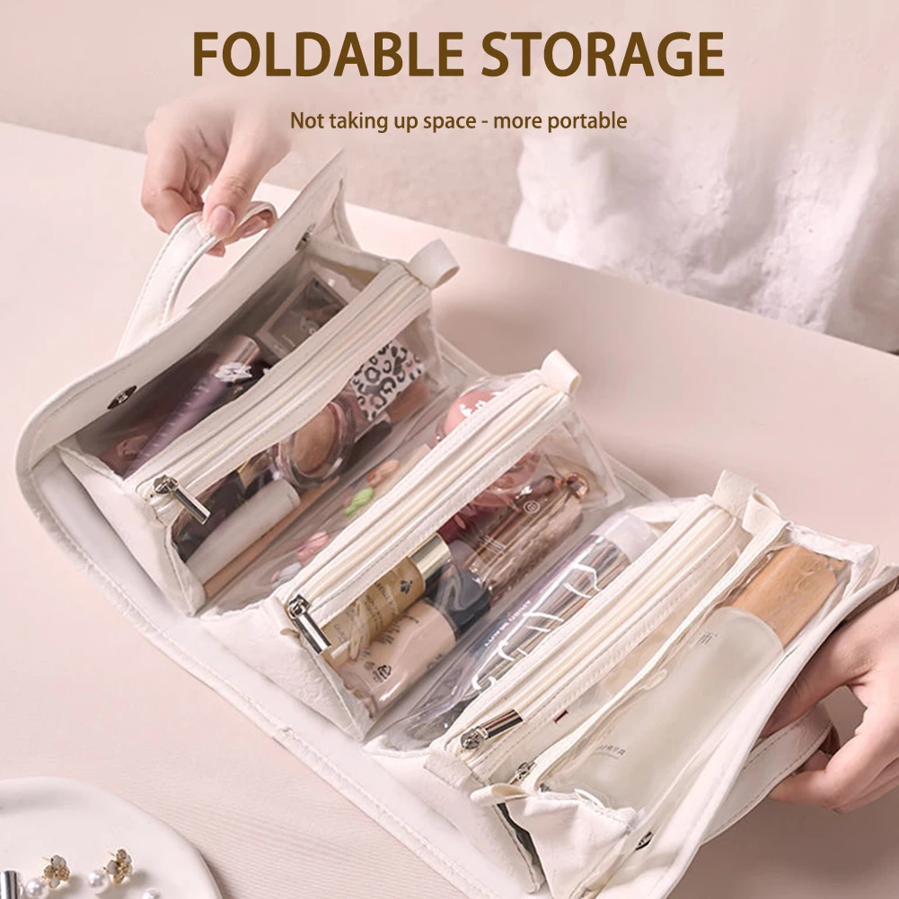 Detachable Travel Toiletry Bag Portable Multi Compartment Cosmetic Hanging Makeup Foldable Storage Pouch For Shower Accessories