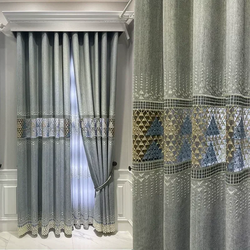 الستائر الفاخرة الحديثة لغرفة المعيشة غرفة الطعام غرفة نوم شرفة جوفاء التطريز شبه ستائر التعتيم تأثيث المنزل #2