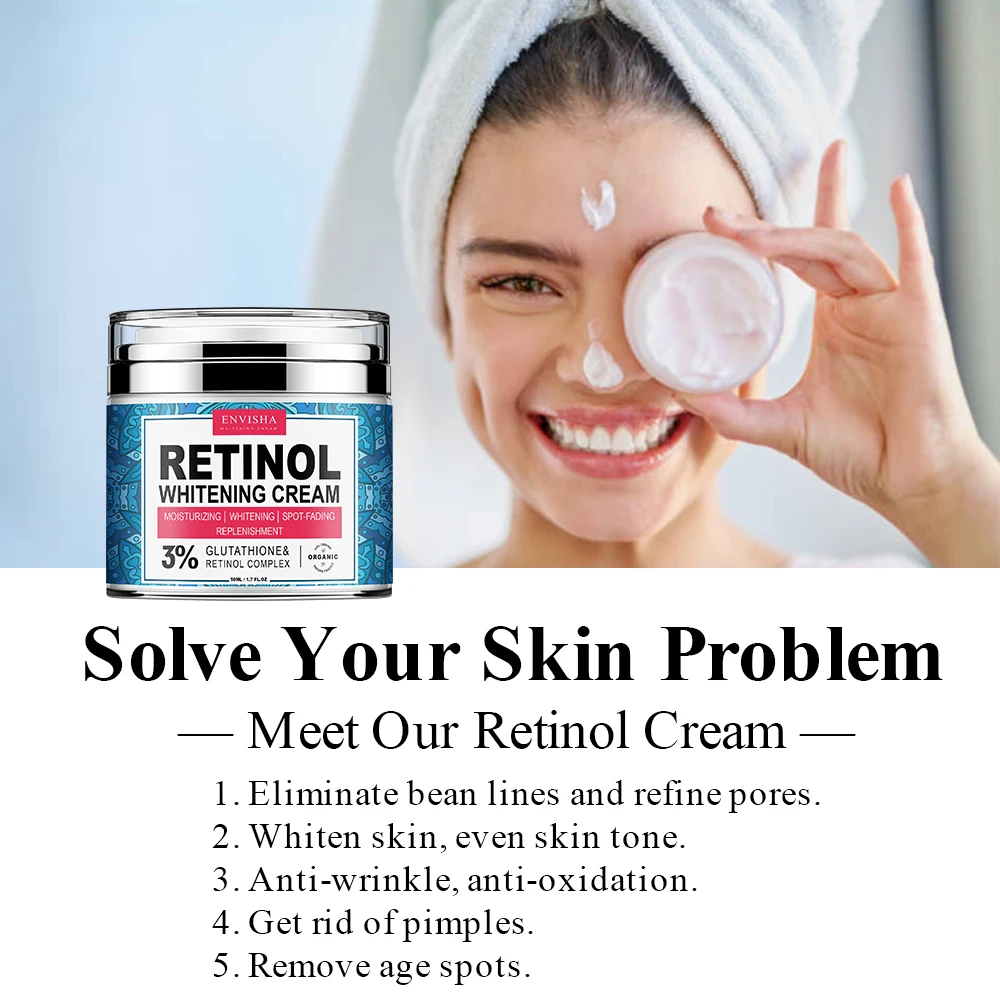 ENVISHA-crema facial con Retinol para el cuello, vitamina, colágeno, blanqueamiento, antiarrugas, hidratante para el envejecimiento, cuidado de la piel, blanqueamiento con ácido hialurónico