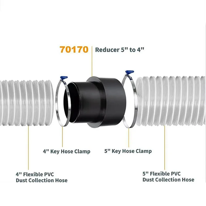 J1UL1N 70170 5Inch To 4Inch Reducer Dust Collection Fitting,5 To 4 Inches Duct Reducer,Dust Collector Systems