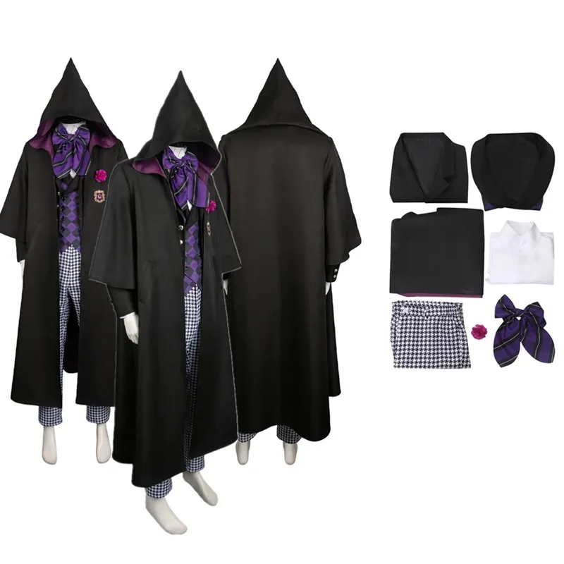 

Black Anime Butler Fantasy Gregory Violet Cosplay Costume Adult Men Shirt Pants Cloak Robe Outfits Halloween Carnival Party Suit