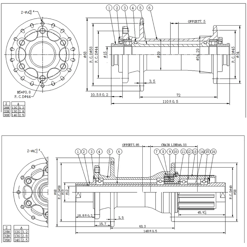 RCRW 7791 7792 Boost 6 Bolt Disc 24/28/32Hole MTB Hub Front 15X110mm Rear 12X148mm 4 Pawl Shiman HG XD Microspline MS Freehub