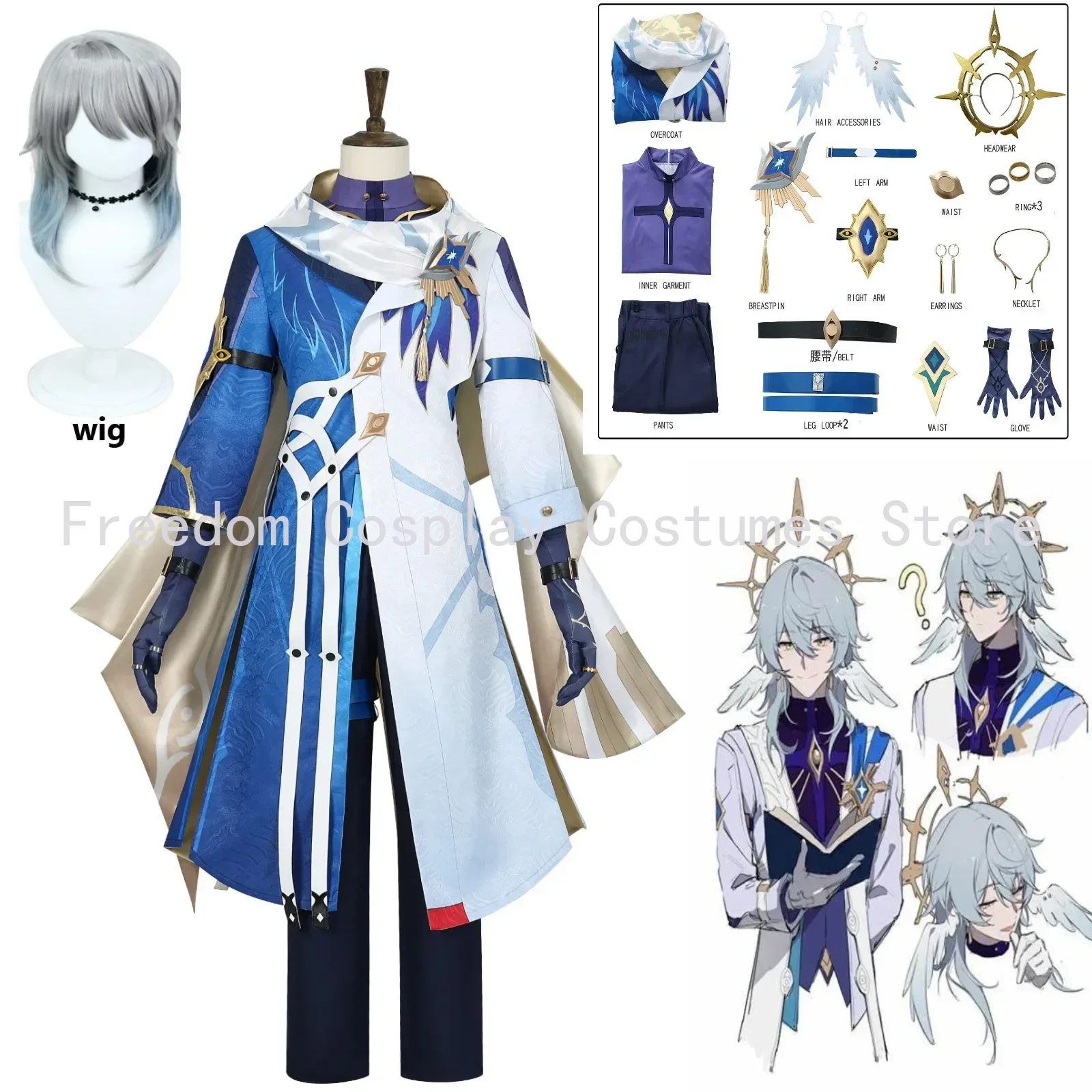 

New Order Style Sunday Cosplay Game Honkai Star Rail Mr. Sunday Cosplay Costume wig Anime Carnival Comic Con Animation Prop