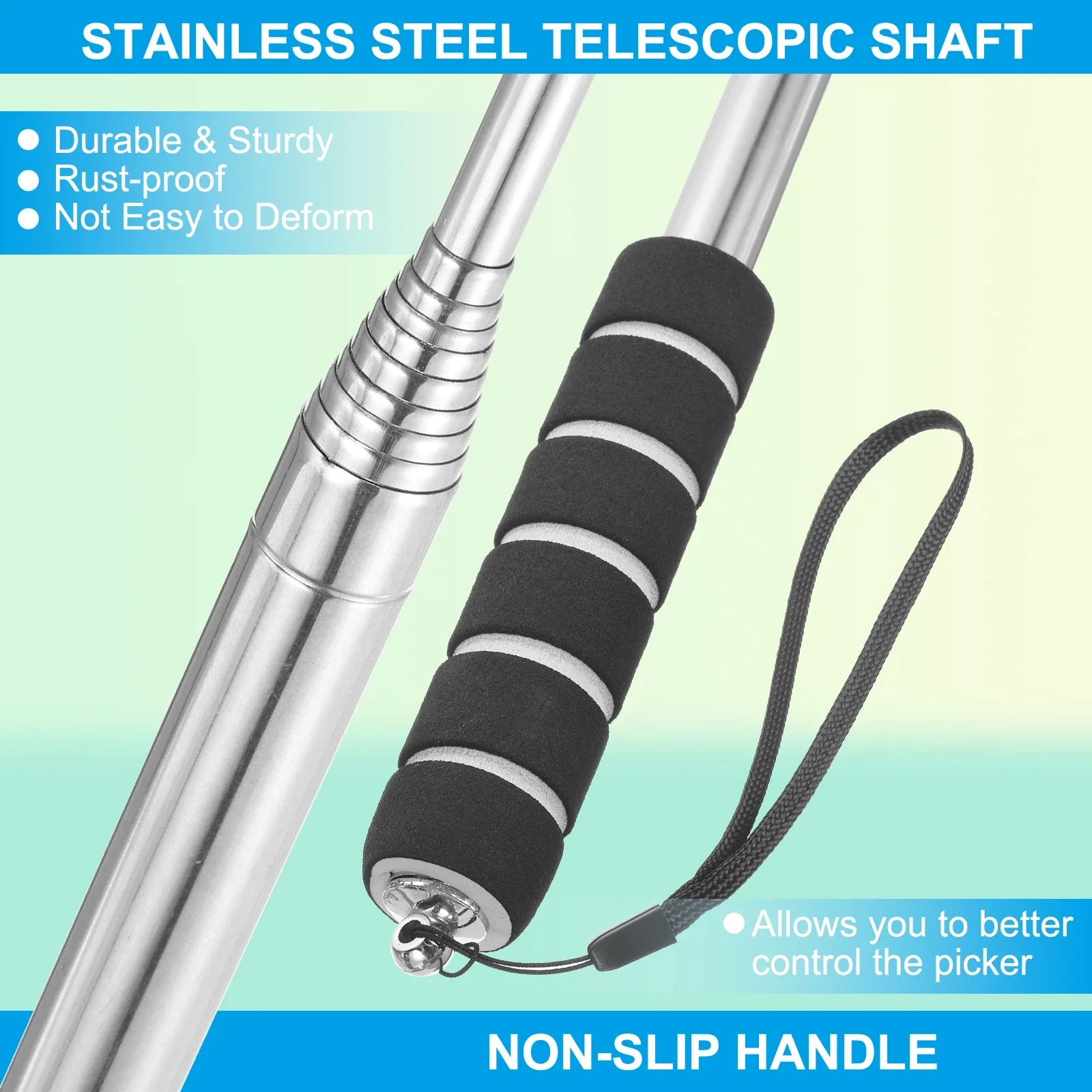 

Grabber w Lanyard for Water Golf Ball Picker Tool Golf Accessories Golf Ball Retriever Telescopic 9Ft Stainless Steel Head Ball