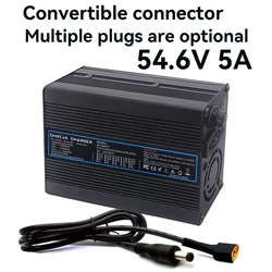 Detachable connector 54.6V 5A Aluminum case Lithium Battery Fast Charger For 48V 13S eries Lithium Battery Charger Cooling fan
