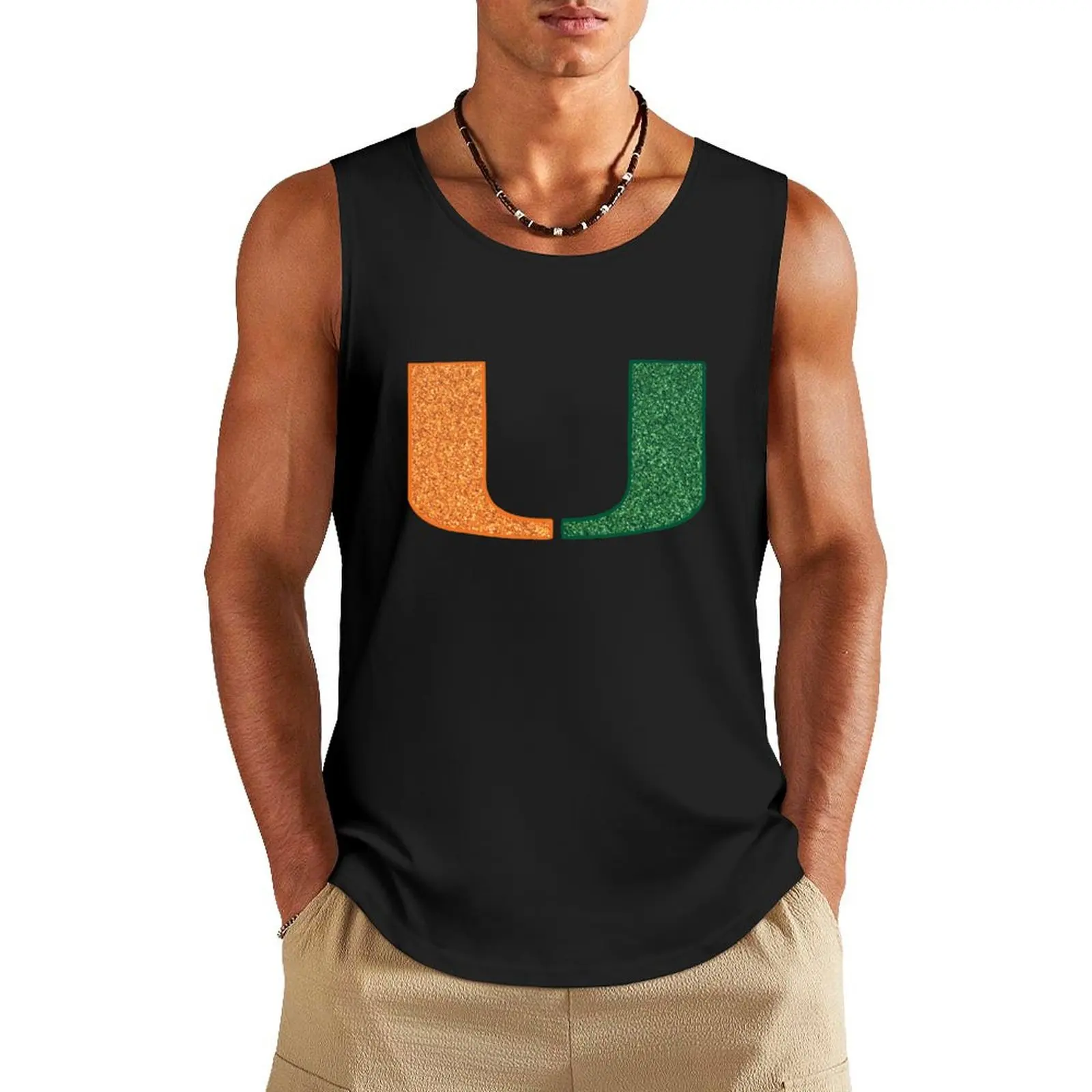 Miami glitter u Tank Top sleeveless shirt man Vest Men's summer clothes bodybuilding for men