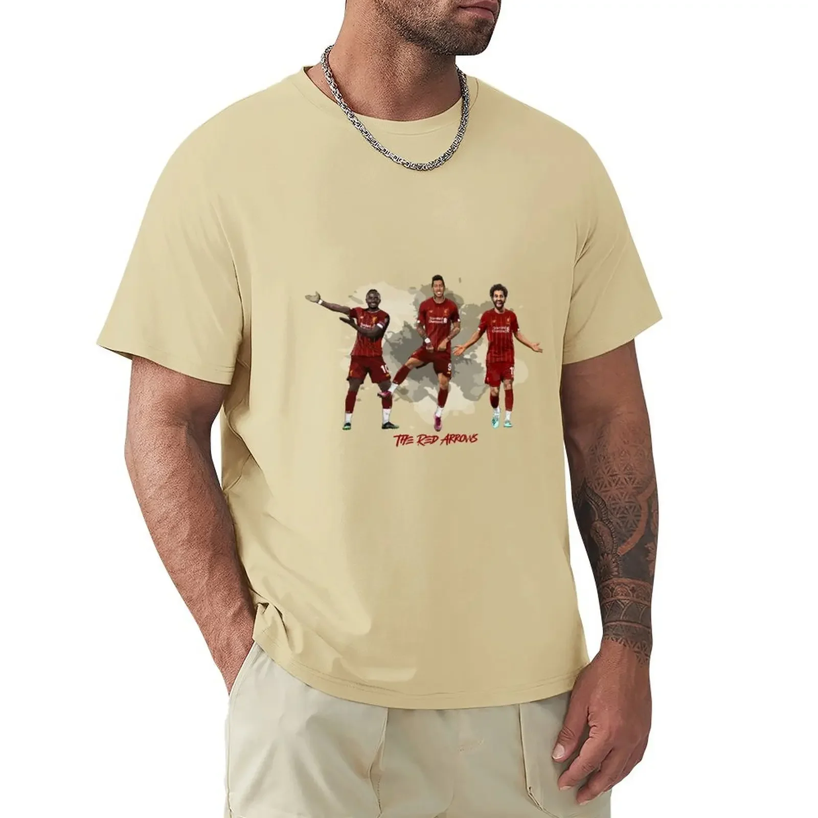 oversized vintage oversized t shirt men The Red Arrows - Mane, Firmino, Salah T-Shirt  Summer vintage Short Sleev funny