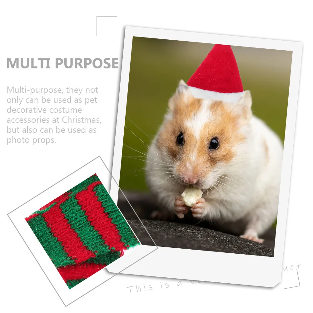 

4Sets Christmas Small Animals Pet Hat Scarf Costume Xmas Party Decor Guinea Pig Hamster Rabbit Accessories Pet Hedgehog Scarfs