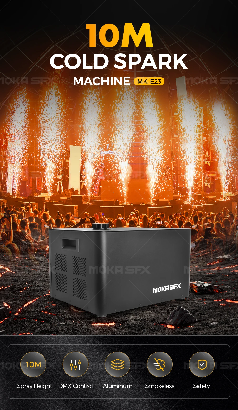 SFX Outdoor Waterproof Spray 4-10M Manufacturers Cold Spark Machine Dj Club Stage Event Dmx Cold Sparkler