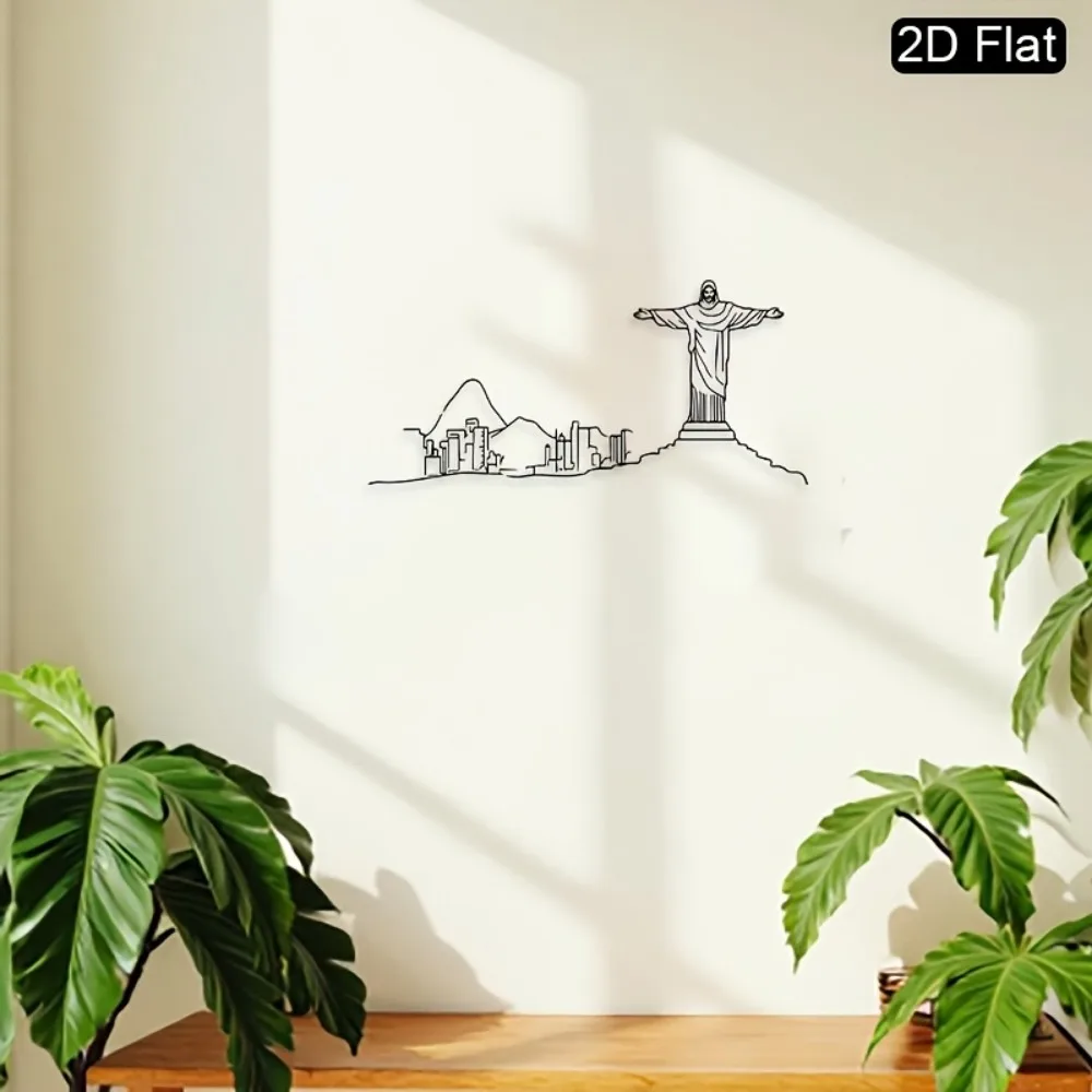 CIFBUY Metal Wall Art Christ Statue Iron Hanging Decor 2D Sculpture Vintage For Living Room Office Home Indoor Outdoor Accent