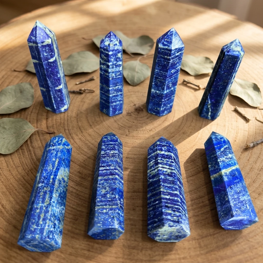 Tour hexagonale en lapis-lazuli naturel, baguette bleue pour chakra, méditation, décoration intérieure, cristal de guérison, ornement