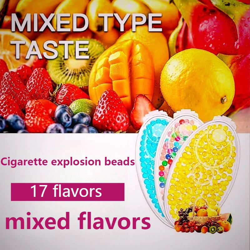 100 Pieces Portable box Explosion Bead on Cigarette holder DIY Fruit Beads Holders Explosion Pops with Pusher box Gift for Men