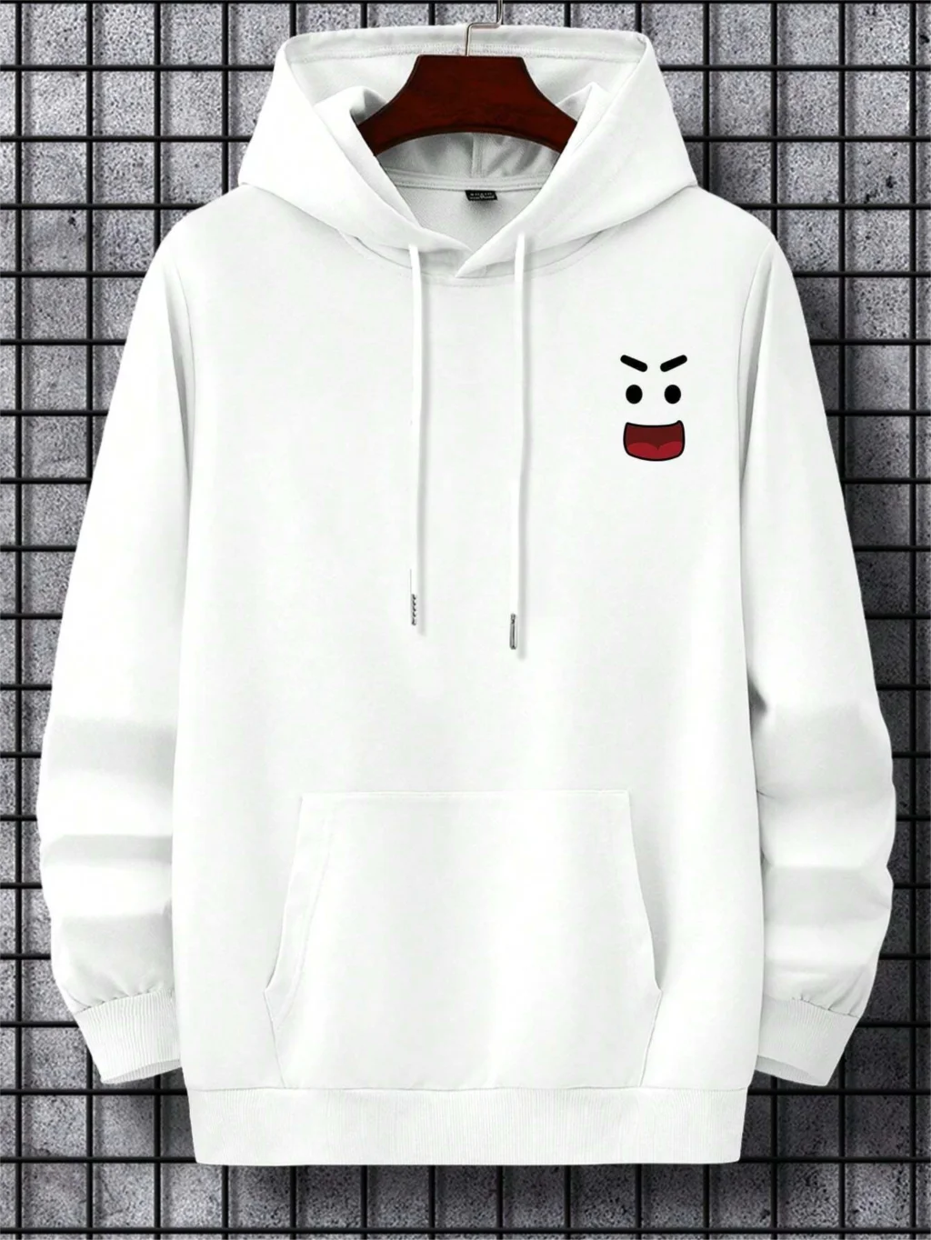 Autumn Street Men Hoodie Cartoon Expression Printing Hoody Pocket Drawstring Pullovers Fleece Warm Sweatshirts Casual Clothes